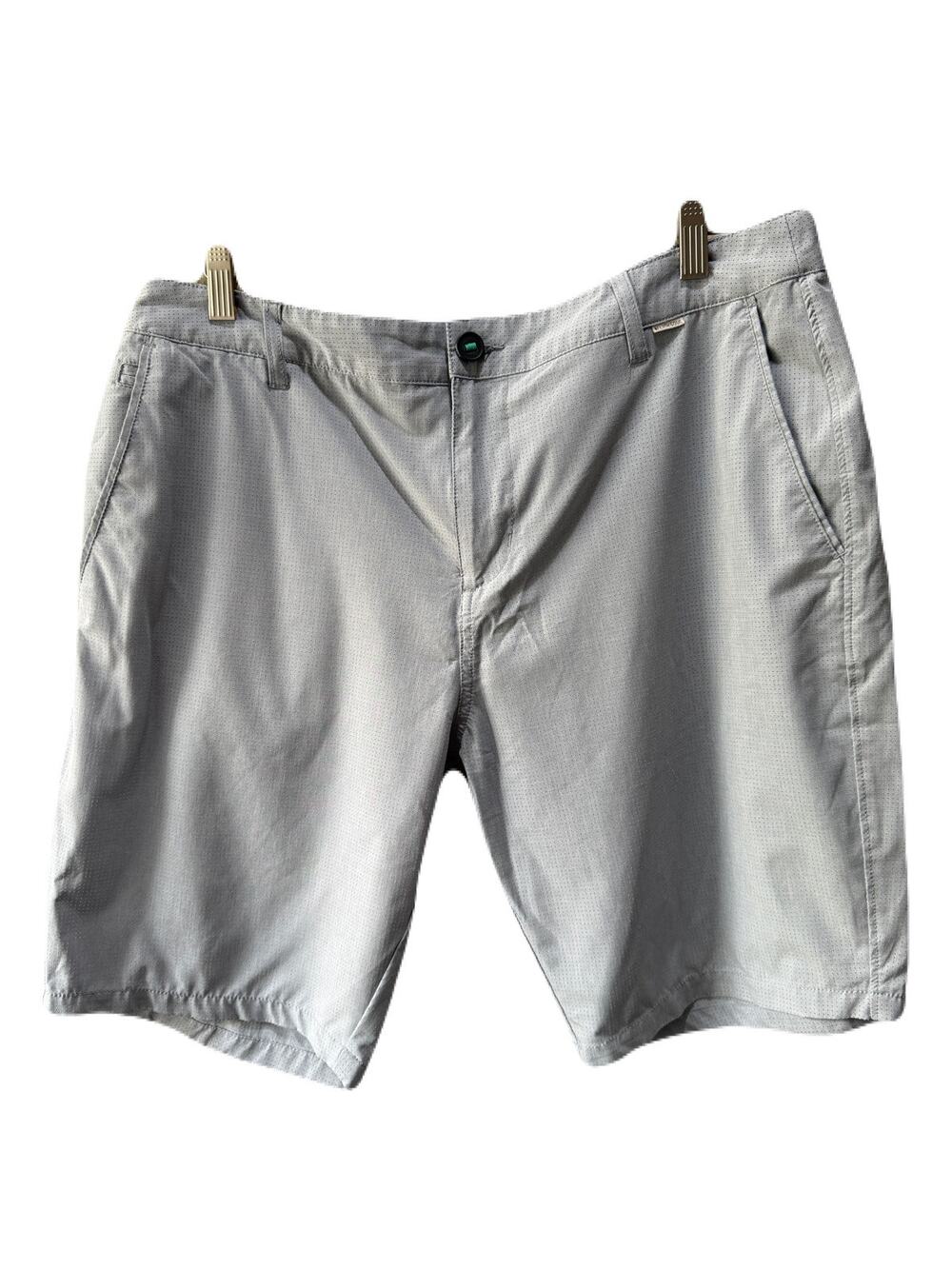 Linksoul Boardwalker Flat Front Stretch Mens Gray Golf Casual Travel Shorts 35